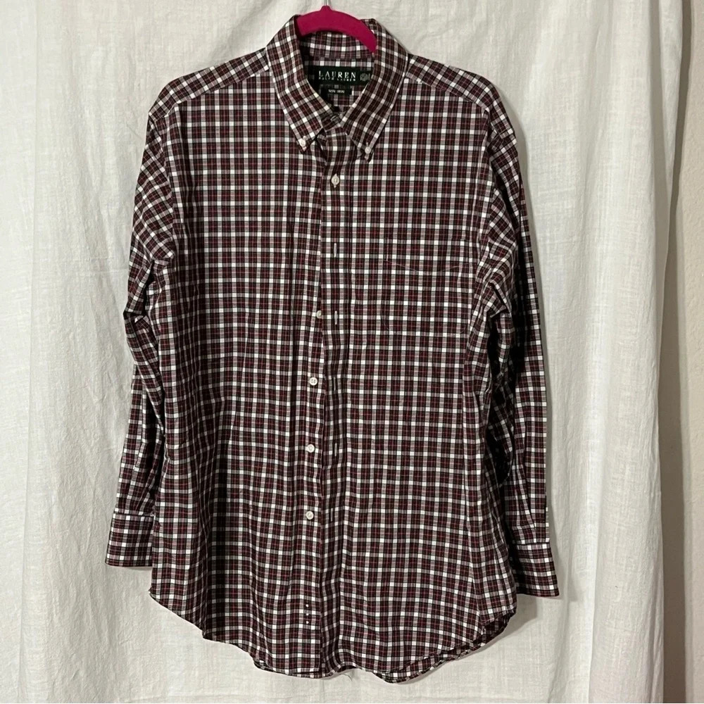 Lauren Ralph Lauren Shirt Men's Red Non Iron Long Sleeve Dress Shirt 16.5 32/33